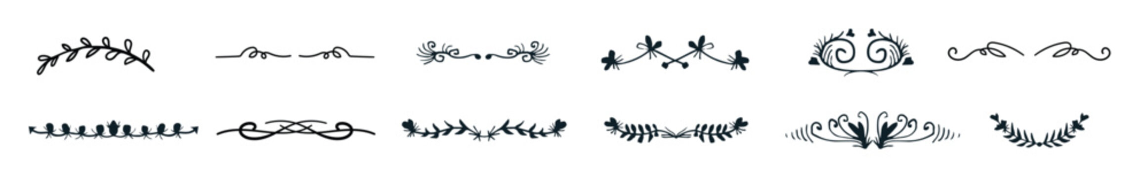 set decorative divider elements border florish collection vector