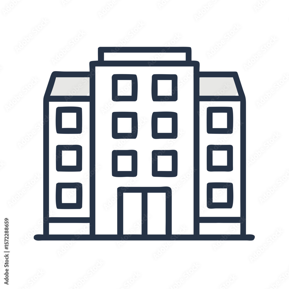 Poster minimal linear icon of apartment building in outline style