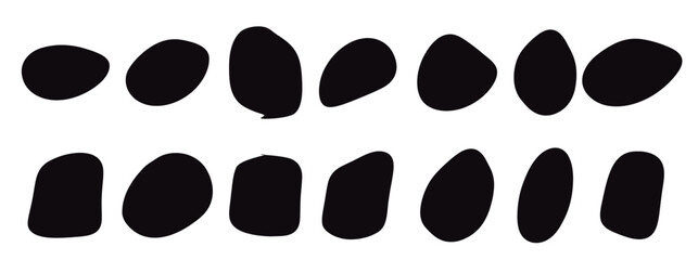 Set black random organic blob shape