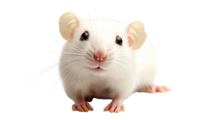 Adorable White Mouse: Isolated on Transparent PNG, Studio Shot