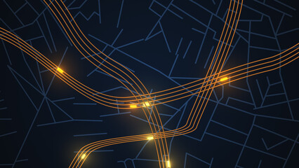 Futuristic digital city map with travel concept