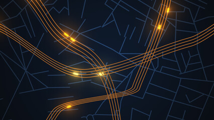 Futuristic digital city map with travel concept
