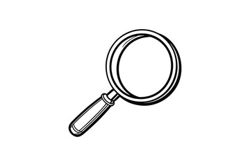 Simple Magnifying Glass Illustration in Black and White for Search and Discovery