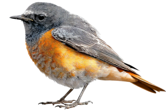 Redstart songbird isolated on transparent background in high-resolution PNG style illustration, perfect for cutout and nature design projects