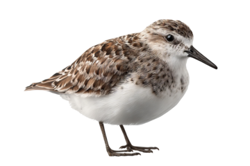 Solitary sandpiper wading bird isolated on transparent background in high resolution for seamless cutout use