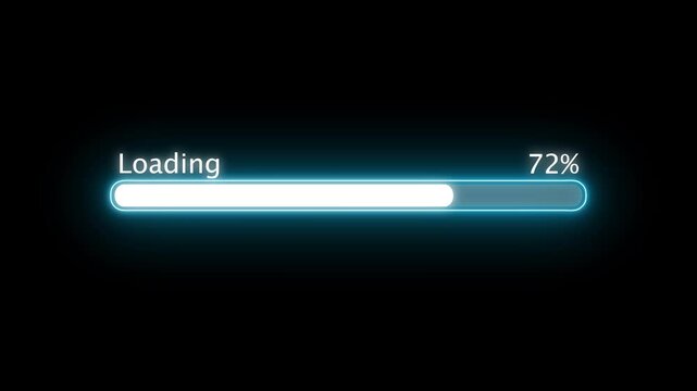  Loading bar downloading bar and progress loading Complete, 0 to 100 percent loading animation on black background. 