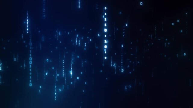 Binary Data Stream Background Digital Code Rain Big Data Technology Concept. Digital Data Stream Technology Background. Cybersecurity Data Stream Technology Background. Secure Digital Data Flow.