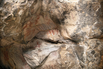 The rock paintings at the Yediler Monastery in Kapıkırı Latmos. The 8,000-year-old rock paintings in the Latmos region fascinate visitors. Muğla, Türkiye.