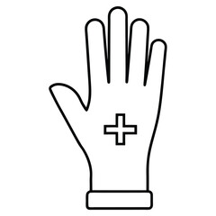 Single medical glove icon in upright position for healthcare and safety designs
