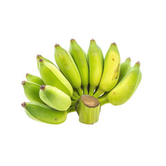 Fresh Green Bananas Isolated on White Background for Culinary Use