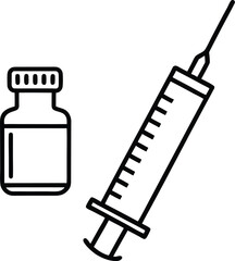 Medical Icon Featuring Syringe and Vaccine Vial for Healthcare and Immunization Concepts
