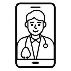 Online Doctor Consultation Icon on Smartphone Design for Telemedicine Services