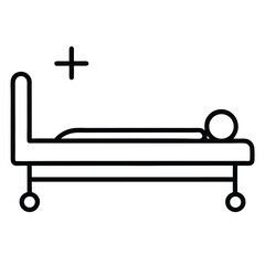 Hospital Bed Icon with Patient Silhouette Healthcare Medical and Wellness Symbol