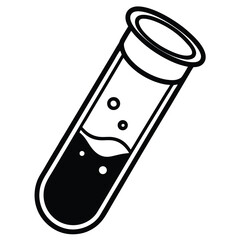 Test Tube Icon with Liquid Science Lab Experiment Chemical Analysis Medical Research Healthcare Illustration