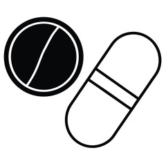Medical Pill and Capsule Icon Illustration for Healthcare Pharmacy and Pharmaceutical Designs