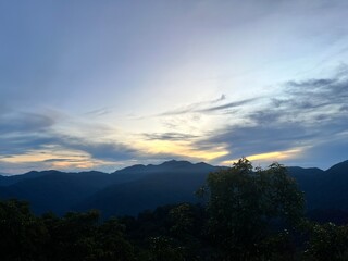sunset over the mountains