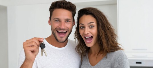 Happy couple celebrating new home purchase