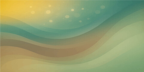 Golden teal abstract waves with glowing light particles in modern smooth gradient background