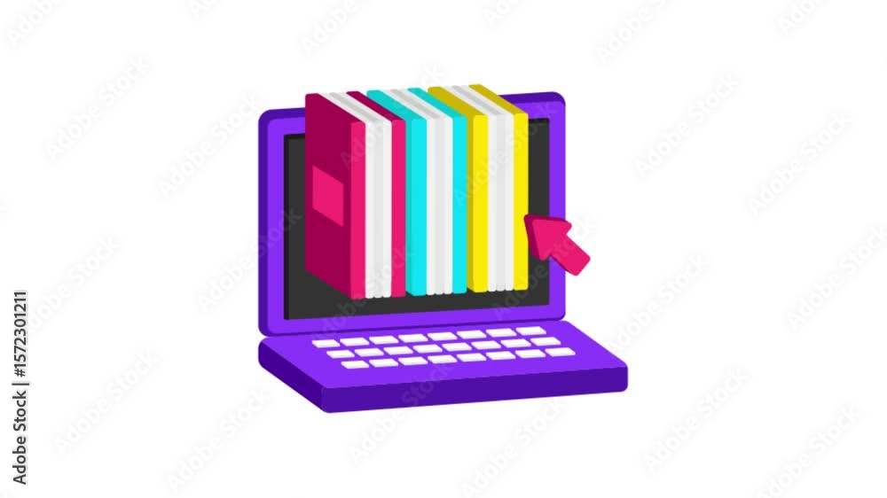 Poster digital library icon animation mp4 file