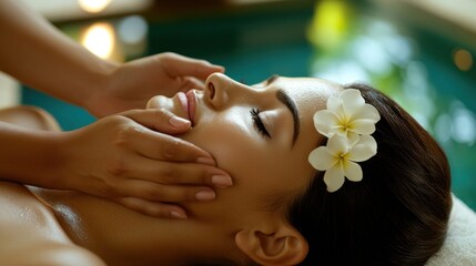 Woman receiving facial massage