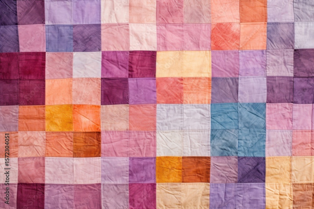 Poster top view photo of a quilt block print pattern patchwork.
