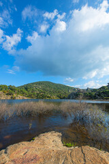 Lake Bafa region. Ancient city Latmos Cavdar Lake.Latmos Cavdar Lake in the Caria region. Latmos Cavdar village Cobantas castle Cavdar Lake. Aydin, Türkiye.