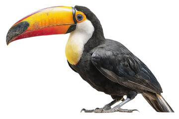Fototapeta premium Vibrant toucan bird isolated on transparent background in high-resolution PNG style, perfect for cutout design projects