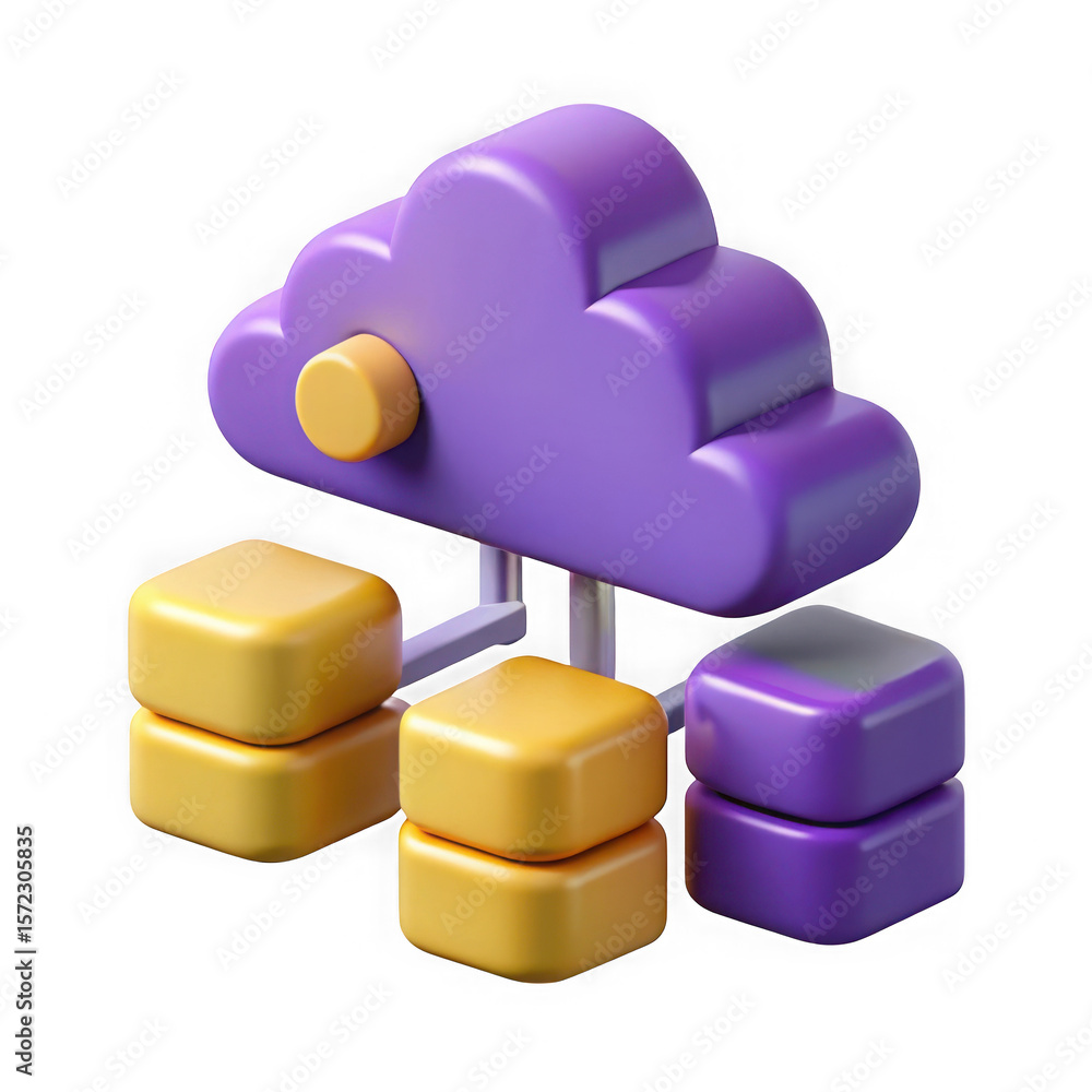 Poster a 3d illustration of a cloud server network isolated on transparent background