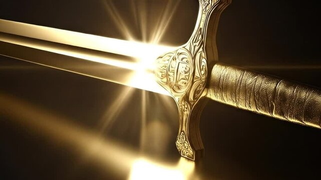 Ornate Gold Sword in the Light