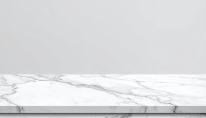 White marble table surface isolated on white background front view tabletop cut out element copy space for your object product presentation display promotion advertising generative ai
