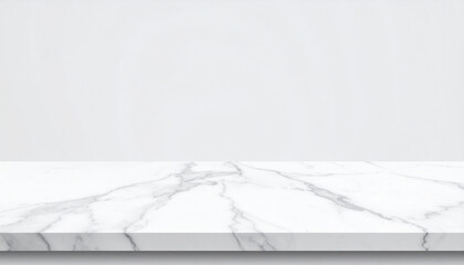 White marble table surface isolated on white background front view tabletop cut out element copy space for your object product presentation display promotion advertising generative ai
