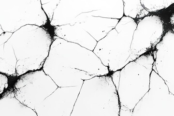 Obraz premium White surface is cracked with black ink spilling from each fracture. It can be used as a background for artistic or creative projects.