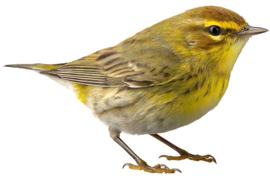 Warbler bird isolated on transparent background in high resolution PNG format for nature projects and digital design