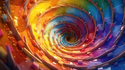 Colorful abstract fractal background with swirling circles, a vibrant and dynamic art illustration perfect for wallpaper design