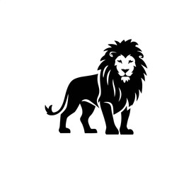 Fototapeta premium Majestic Lion Silhouette Logo – Bold Black Vector Design on White Background