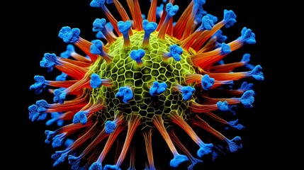 High Magnification View of Coronavirus, Deadly Medical Concept, Health Disaster Study Illustration