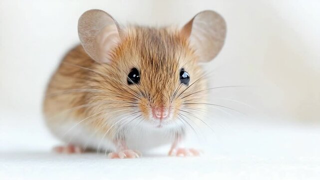 Tiny Mouse Gaze: A close-up shot of a cute mouse with adorable eyes, its inquisitive gaze captivating in its simplicity. Capturing the innocent curiosity of the small animal and its serene presence.