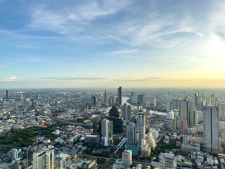 Bangkok Cityscape Skyline at Golden Hour from High Angle View. Bangkok City