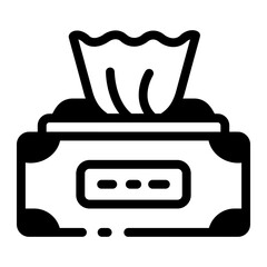 A glyph style icon showing wipes pack
