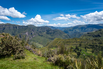 Rugged Rock Formations in the Andean Mountains at Waqrapukara, Peru