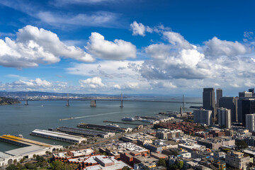 Panoramic view of San Francisco Bay and downtown skyline, USA