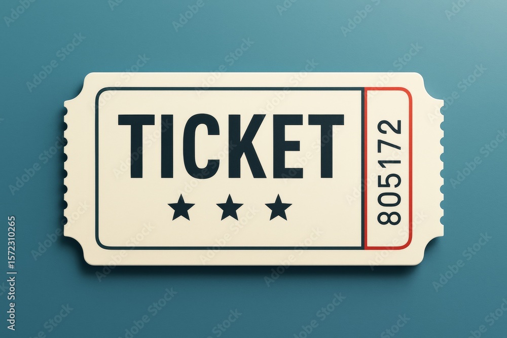 Fototapete minimalistic event ticket design with bold text and stars on blue background, showcasing sleek moder