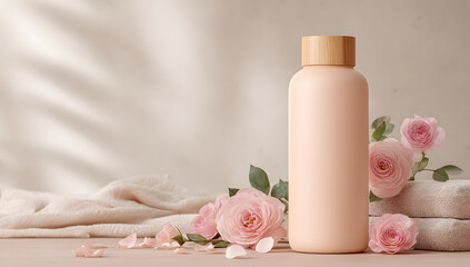Serene Rose and Bottle Aesthetic Composition