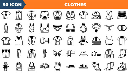 Clothes Duotone Editable Icons set. Vector illustration in modern thin duotone style of clothes icons: T-shirt, Pants, Jacket, Dress, etc