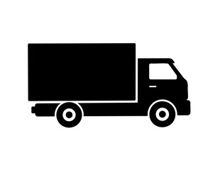 Simple black truck icon suitable for transportation apps, websites, and logistic companies. Can be used as a logo or symbol.