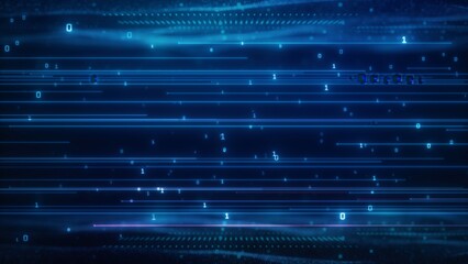 Abstract Digital Background with Binary Code and Blue Light Effects