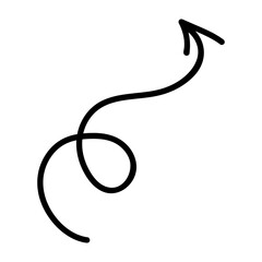 Hand-drawn black arrow on transparent background, doodle style