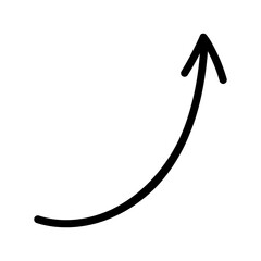 Hand-drawn black arrow on transparent background, doodle style