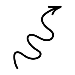 Hand-drawn black arrow on transparent background, doodle style