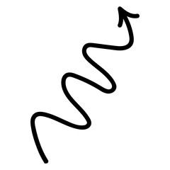 Hand-drawn black arrow on transparent background, doodle style